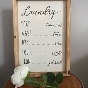 Wooden Framed Laundry Sign